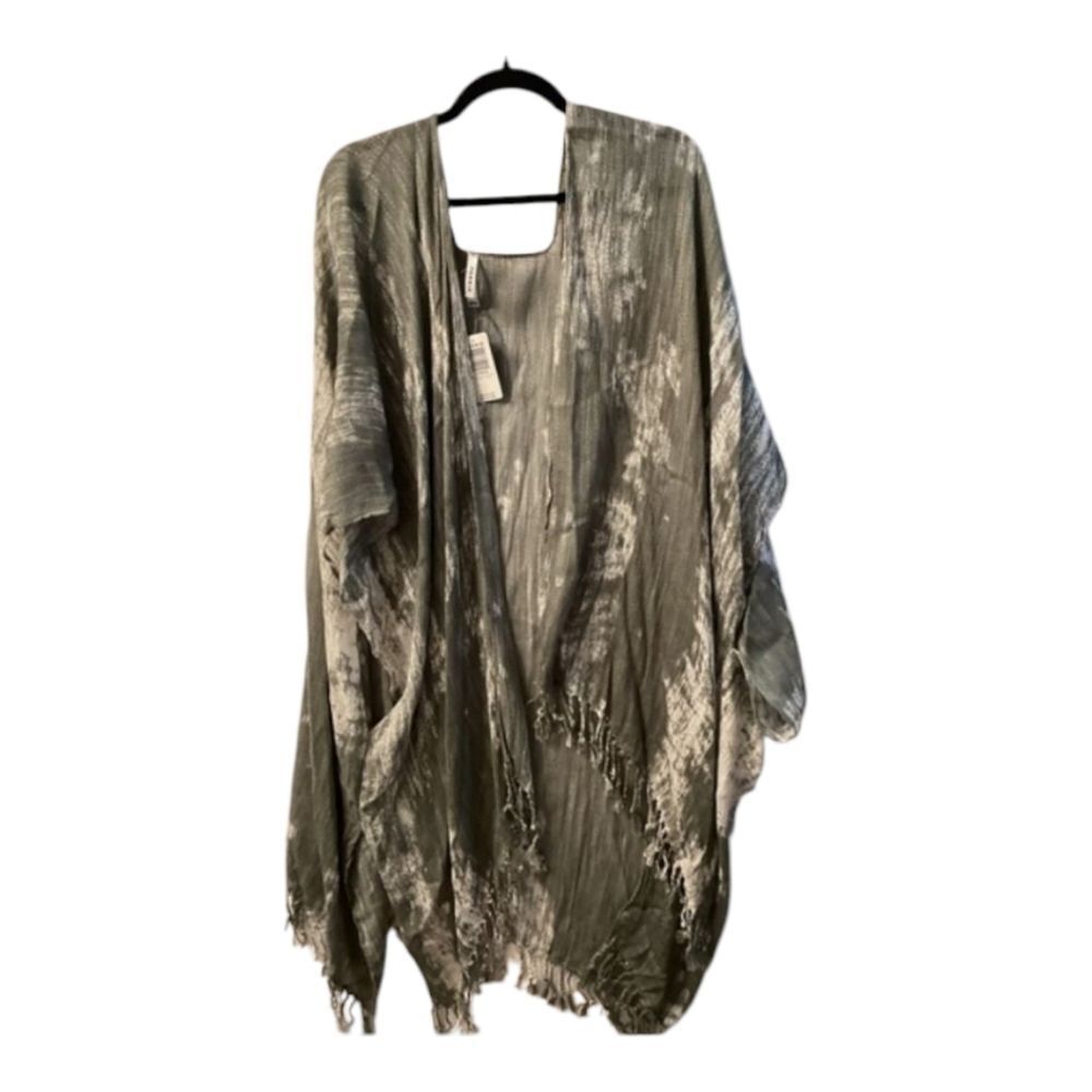 Torrid Boho Olive & White Tie Dye Kimono‎ One Size